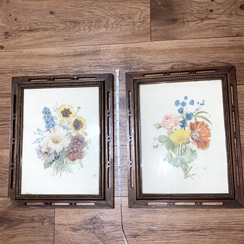 Vintage muted flower picture Set /2
